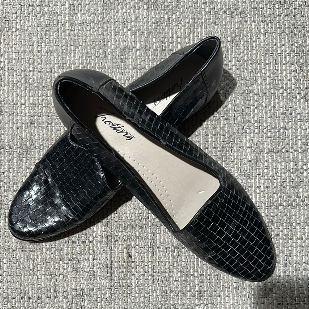 Trotters Black Woven Flats Slip-On Loafers sz 10N